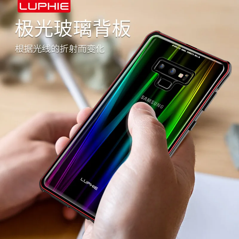 LUPHIE для samsung Galaxy Note 9 чехол бренд- магнитный Алюминий Металл оправа закаленное стекло чехол Чехлы Coques Capa
