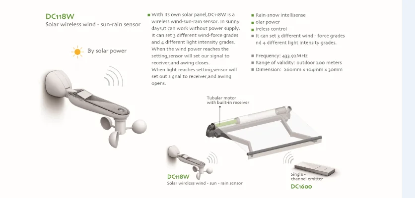 Dooya солнечный датчик дождя DC118W ветра и солнечного света DC116W для тента затвора|sensor