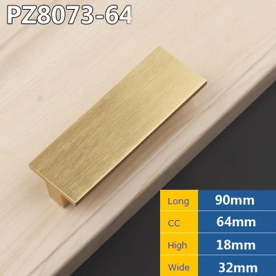 CC32L60mm Brass 2 шт./лот квадратная алюминиевая мебельная Натяжная Рукоятка Ручка для шкафа мебель T дизайн лаконичный - Цвет: CC32L60mm Brass