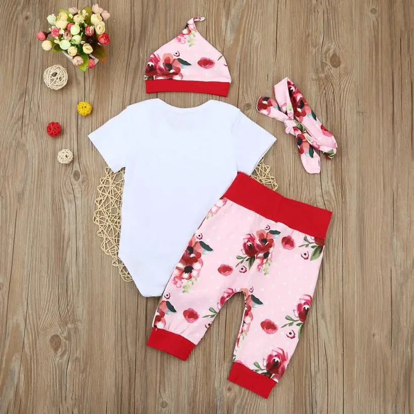 Skin-friendly Newborn Toddler Baby Boys Girls Outfits Clothes Letter Romper Pants 4pcs Sets delicate pattern July 27 | Мать и ребенок