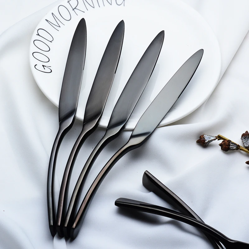 Черный стейк Ножи Западной Стиль Ужин набор посуды Sharp посуда и столовые приборы 6