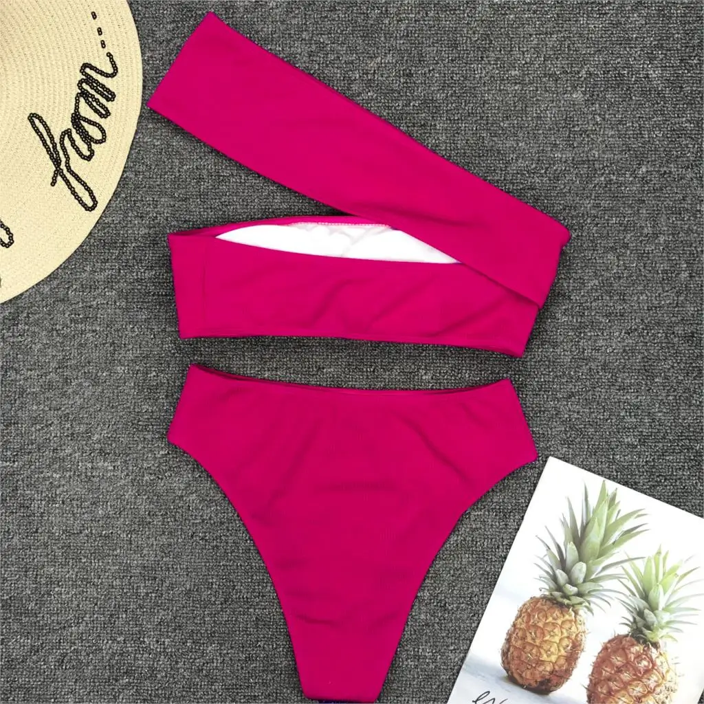 Женский купальник бикини на одно плечо 2019|Купальники| |