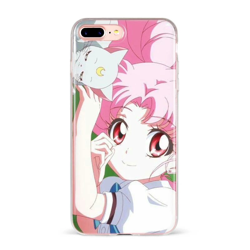 Мягкий чехол с аниме кавайным рисунком Сейлор Мун и глаза для телефона iPhone X SE 6 7 8