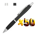 Металлическая шариковая ручка с резиновой ручкой, шариковая ручка с черными чернилами, новый инструмент для письма, оптом, 50 шт.