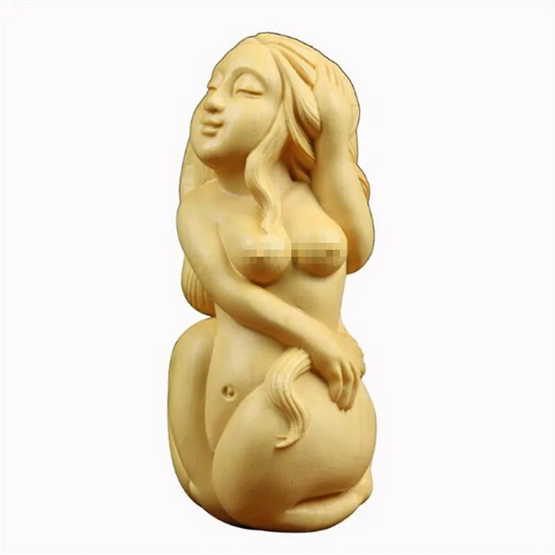 WSHYUFEI Boxwood резьба по дереву ручная ремесло дерево креативная женщина|Статуи и