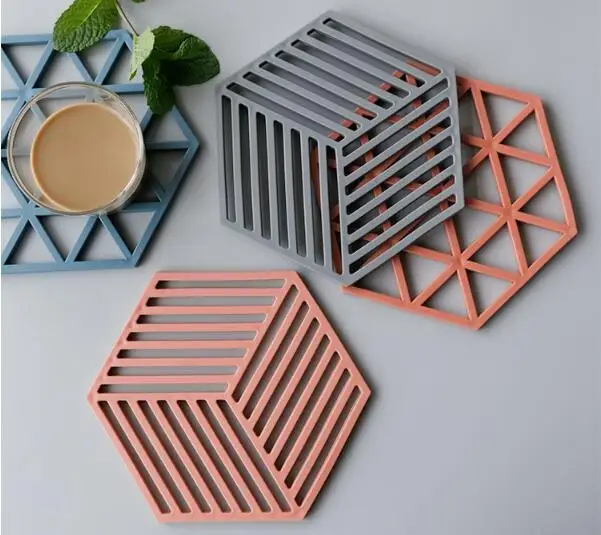 1 шт. Nordic Chic силиконовый подстаканник чашка с шестигранной головкой коврики коврик Теплоизоляционный чаша столовых украшения для рабочего стола eco-friendly автомобильный Кондиционер, контроль качества, энергоэффективный, 096