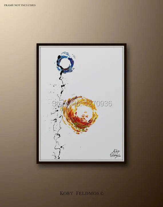 Высокое мастерство ручная роспись круг ключ оранжевый нож картина маслом на