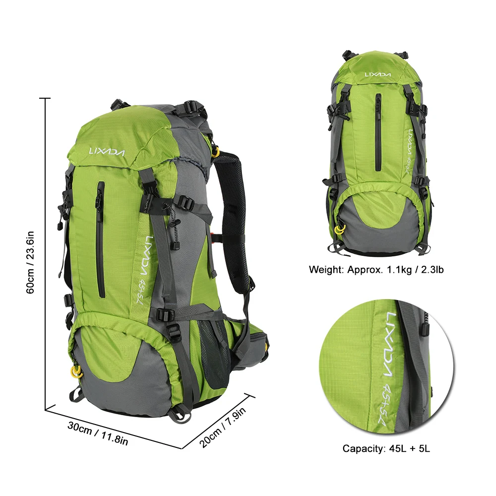 Lixada 50L походные уличные сумки, дорожный рюкзак для альпинизма, походная сумка, рюкзак с дождевиком