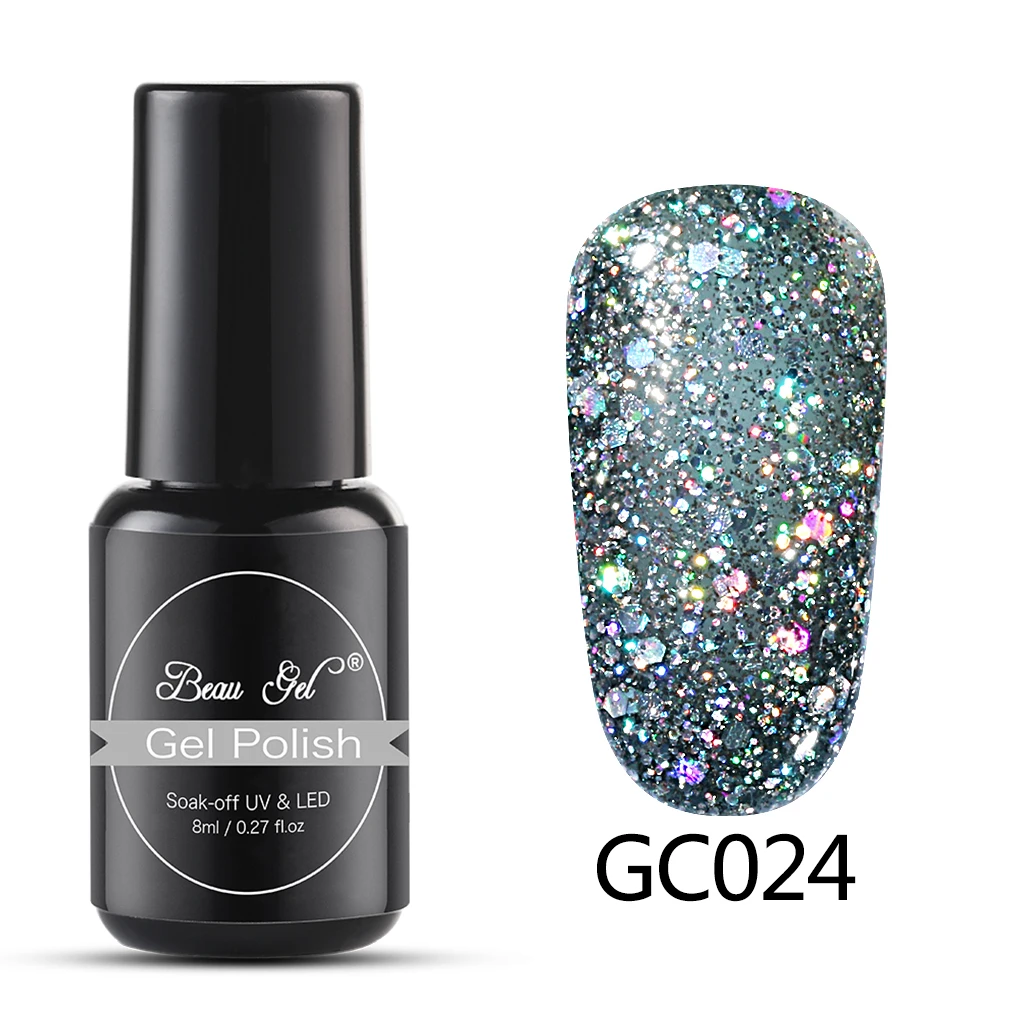GC024 Beau гель 8 мл Bling Блестящий Гель-лак для ногтей замачиваемый УФ светодиодный блестящий гель с блестками маникюрный лак Полупостоянный Алмазный Гель-лак - Цвет: GC024