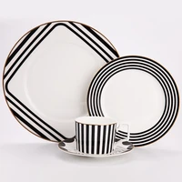 4pcs tableware set black white geometry dinner plates set coffee mugs tea cups saucer set dishes for serving plates dinnerware