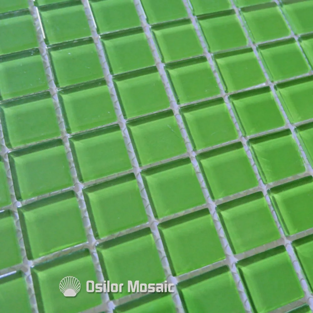 

Free shipping square pattern green glass and crystal mosaic tile for home decoration wall tile