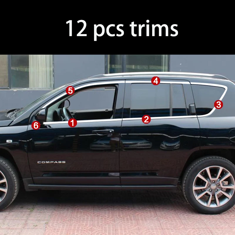 Lsrtw2017 304 нержавеющая сталь окна автомобиля планки для jeep compass 2007-2017 2016 2015 2014 2013 2012