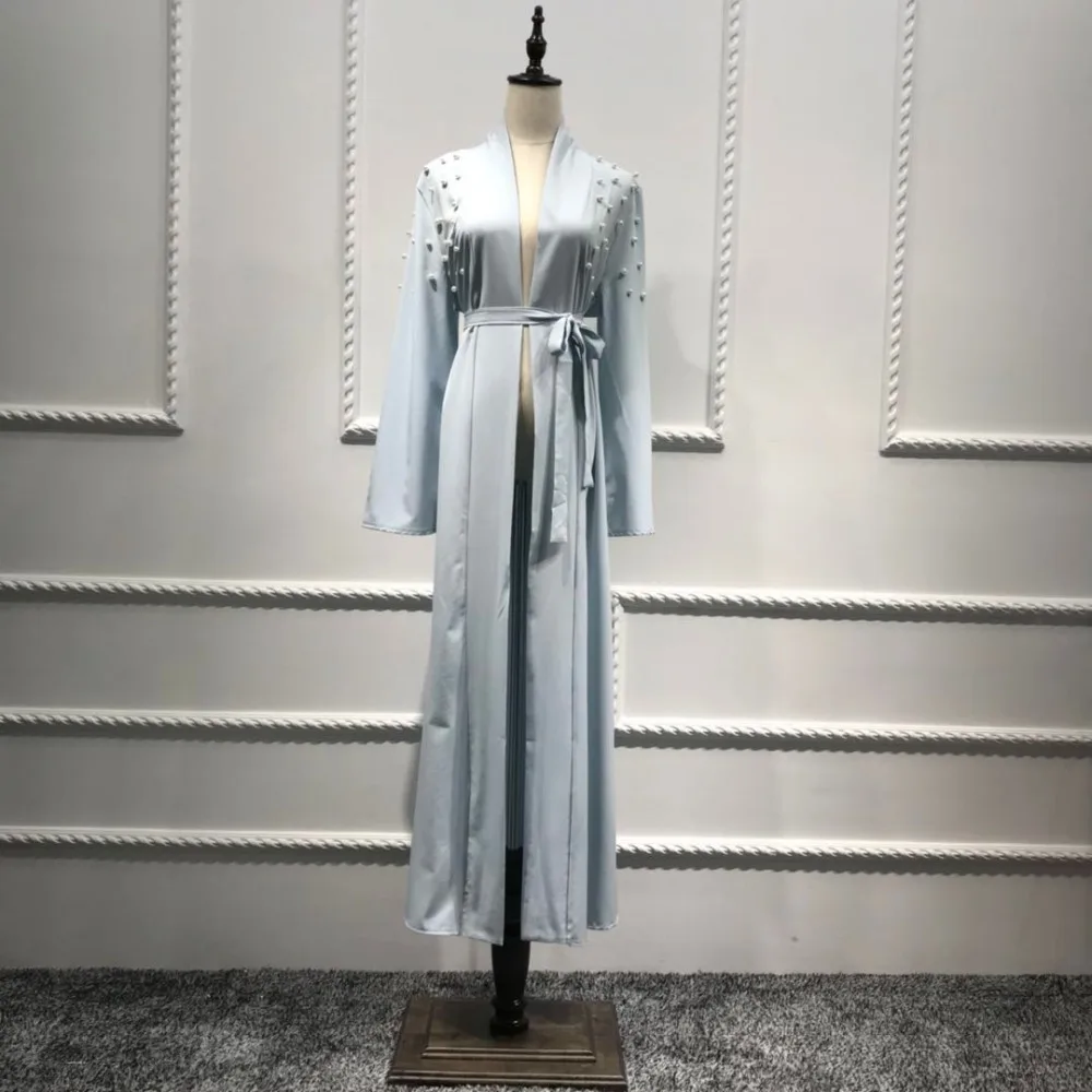 Мусульманское Открытое платье с бусинами кардиган туника длинный халат кимоно