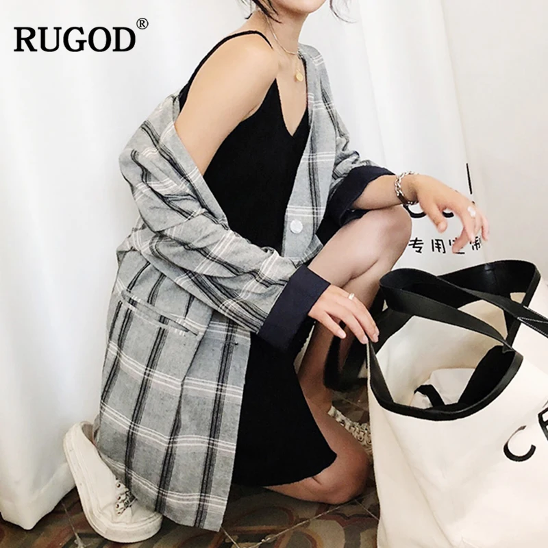 RUGOD комплект из двух предметов клетчатые женские брючные костюмы однобортные с