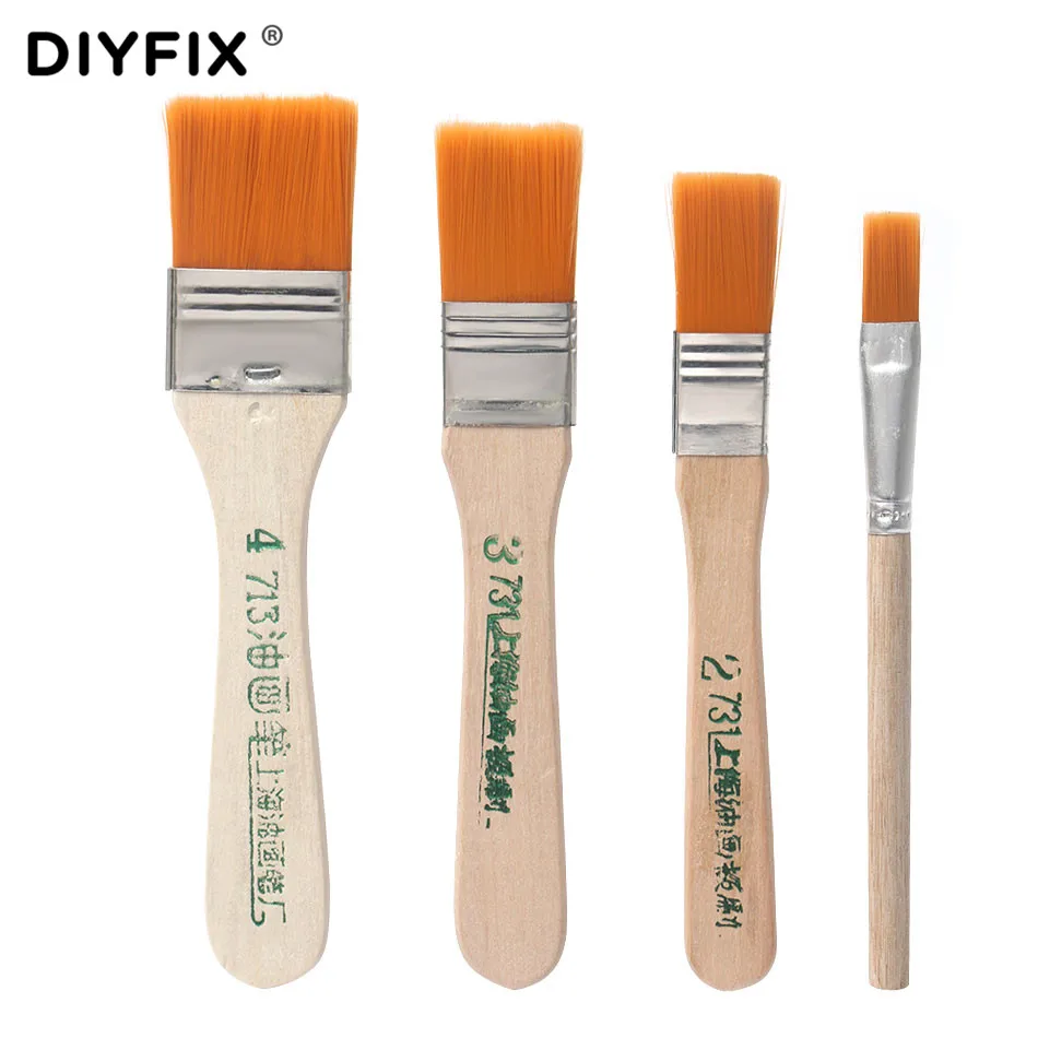 DIYFIX 4 шт. мягкая Чистящая Щетка компьютерная клавиатура ПК пылеочиститель деревянная ручка для электроники Мобильный ремонт телефона pcb набор инструментов