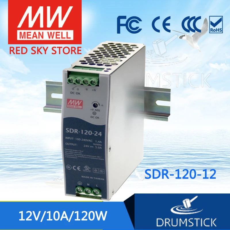 Meanwell SDR 120 12 В 10A meanwell в Вт один выход Промышленные din рейки с PFC Функция|12v 10a|12v 120wmean