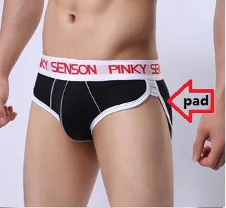 Мужские трусы брифы из хлопка PINKY SENSON черные хлопковые с невидимой подкладкой для