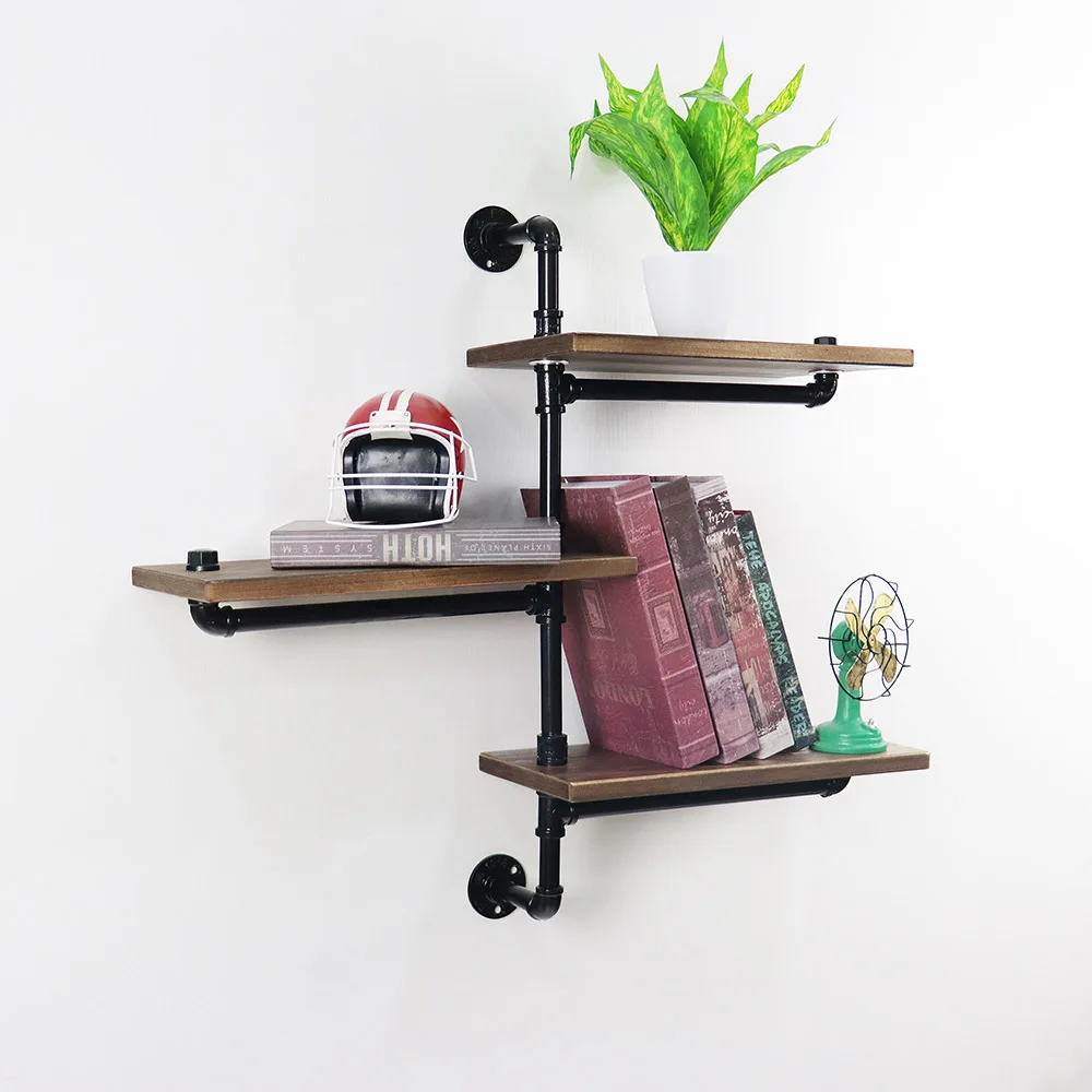 Промышленная железная полка для труб книжная деревенская деревянная лестница |