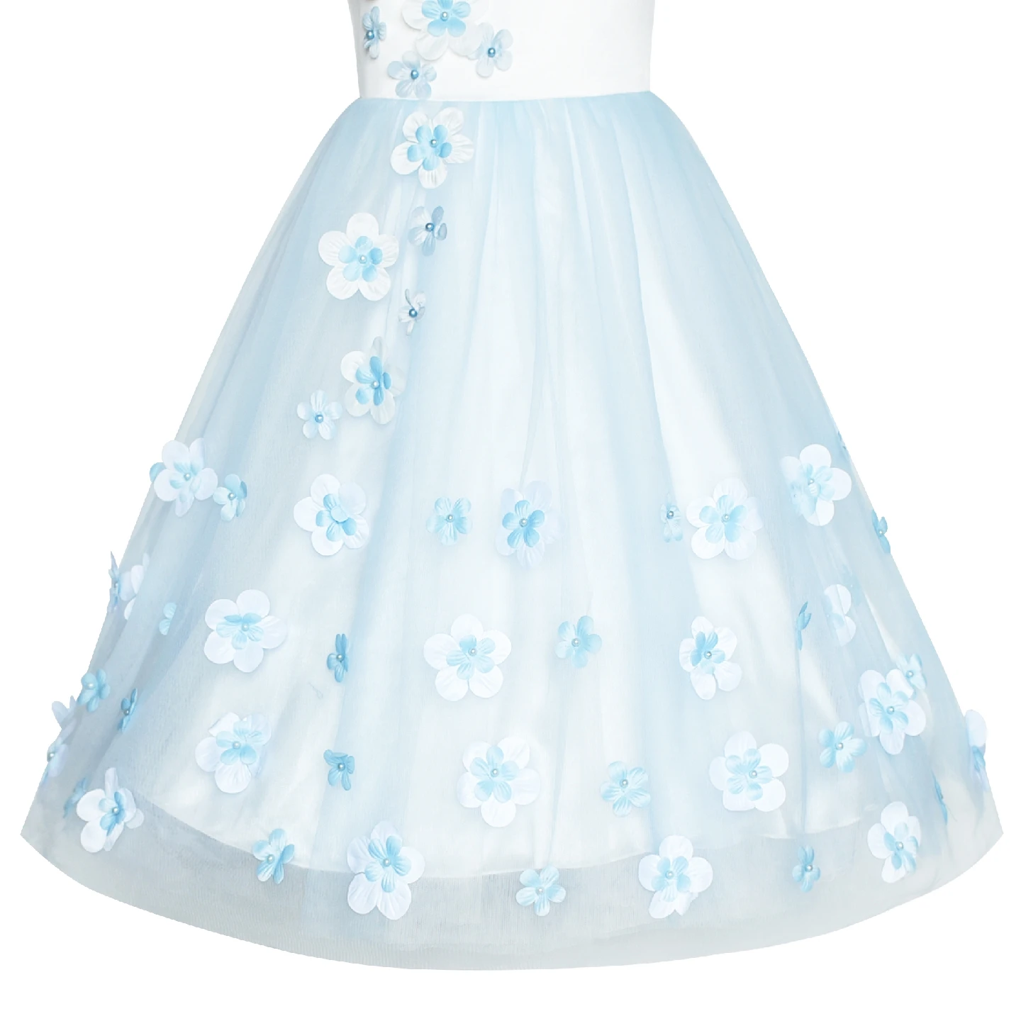 Flower Girls Dress Blue Petals Wedding Bridesmaid Birthday Party 2020 Summer Princess Dresses Girl Clothes Pageant Sundress | Детская