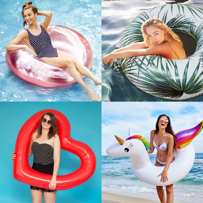 

24 Style Giant Swimming Ring Flamingo Unicorn Inflatable Pool Float Swan Pineapple Floats Toucan Peacock Water Toys boia piscina