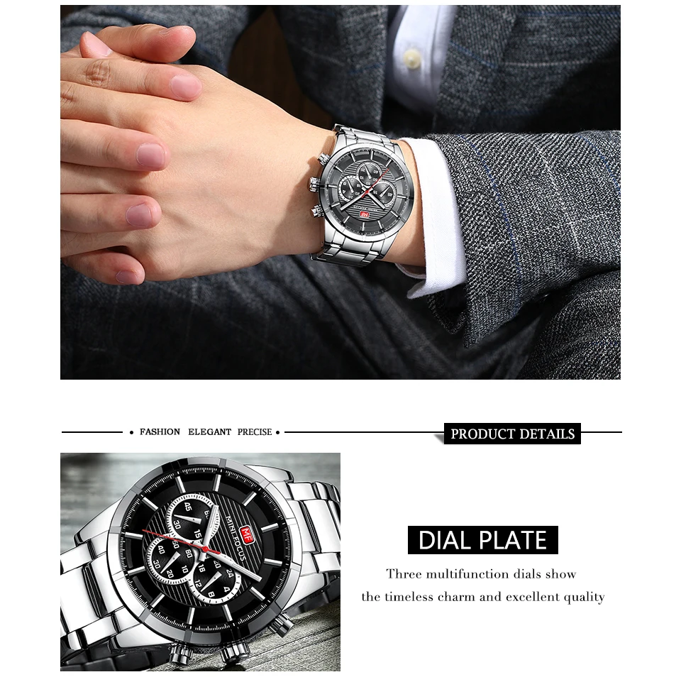 Мужские кварцевые часы в стиле милитари с ремешком из нержавеющей стали