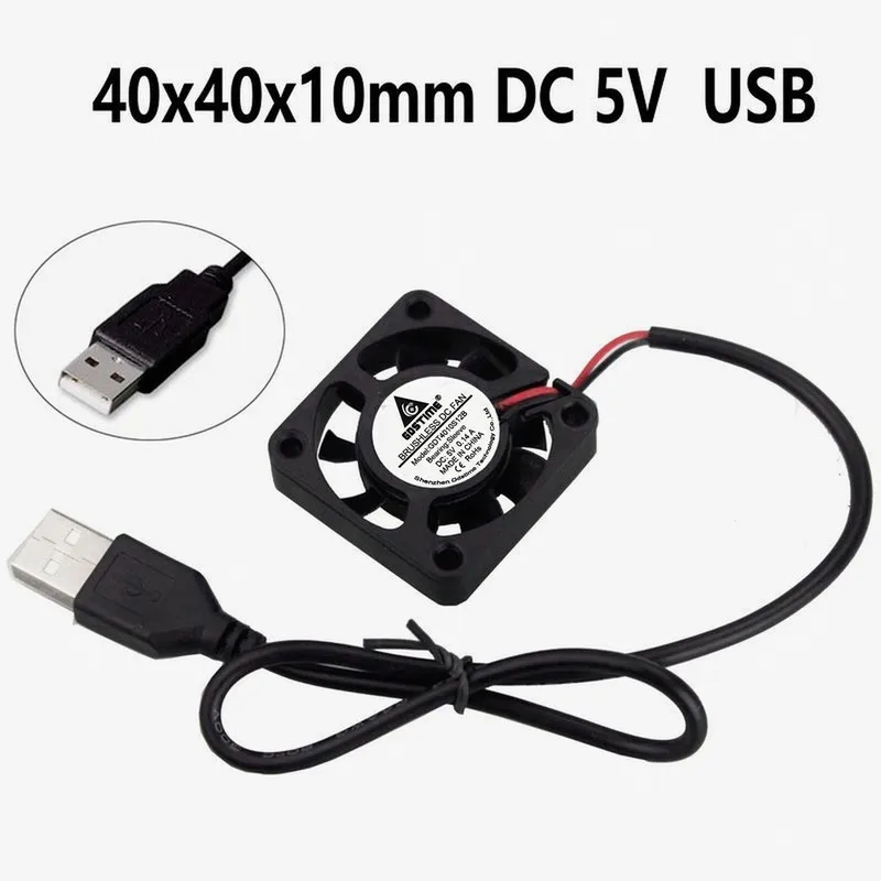 Маленький Бесщеточный вентилятор охлаждения постоянного тока Gdstime 5 В USB 40x40x10 мм 9