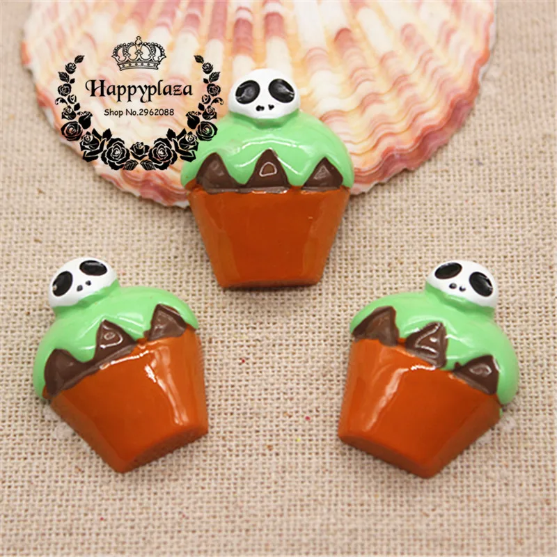 

10pcs Resin Halloween Ghost Eat Cake Flatback Cabochon Miniature Art Supply Decoration Charm Craft DIY,22*28m