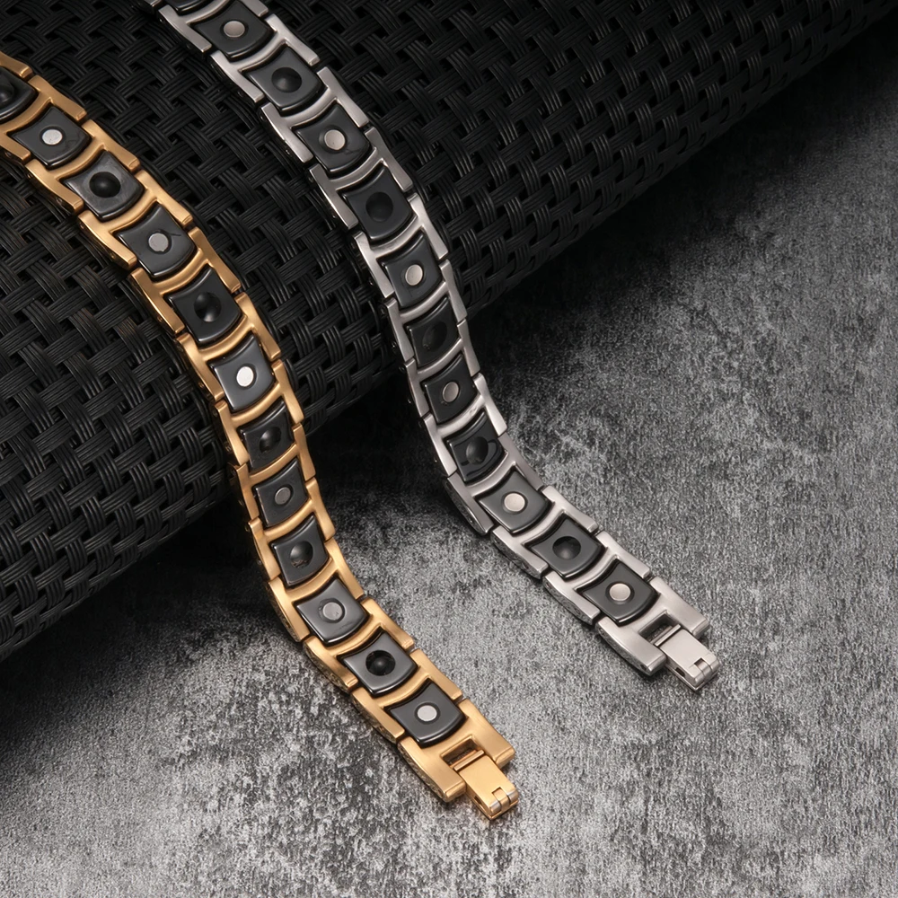 Магнитный браслет Vinterly для мужчин черный керамический из нержавеющей стали