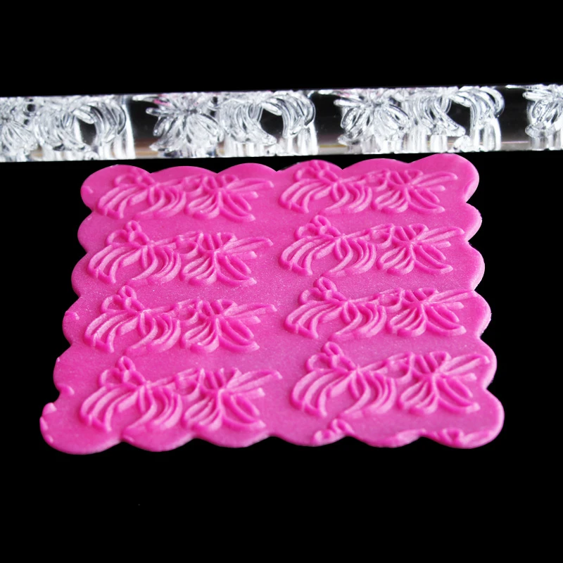 Бабочка лук прозрачный тисненый акриловый Скалка Sugarcraft Торт помадка инструмент