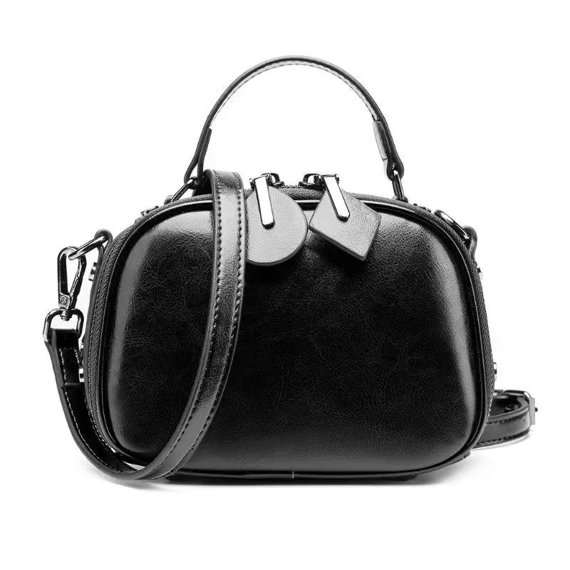 black Genuine Leather Handbag Crossbody Bag Women Fashion Shoulder Bag - Цвет: black