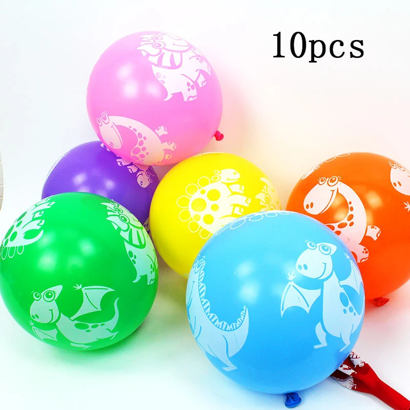 color latex 10pcs 16pcs/lot Jungle theme party Dinosaur Cake Topper DIY cake Decoration Baby Shower Birthday party supplies Cake flag - Цвет: color latex 10pcs