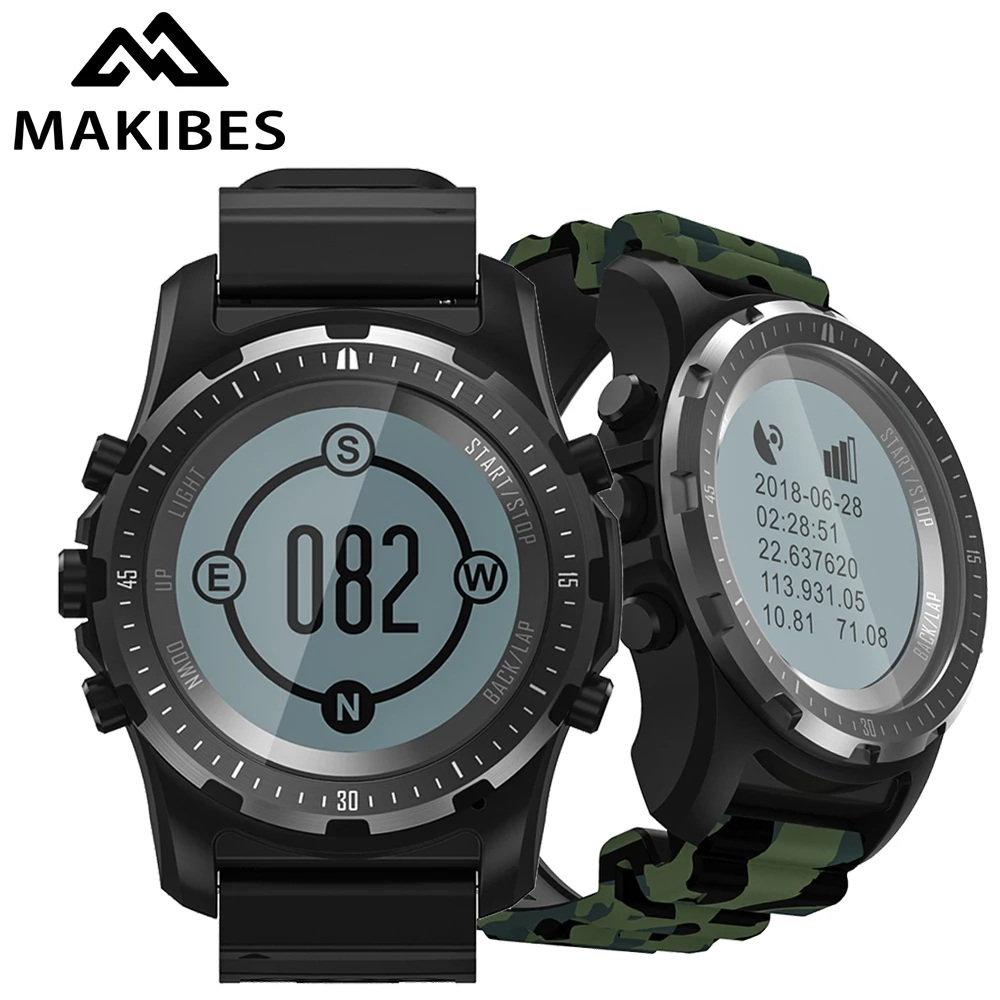 Makibes BR2 GPS Компас Bluetooth наручные часы для пешего туризма монитор сердечного ритма