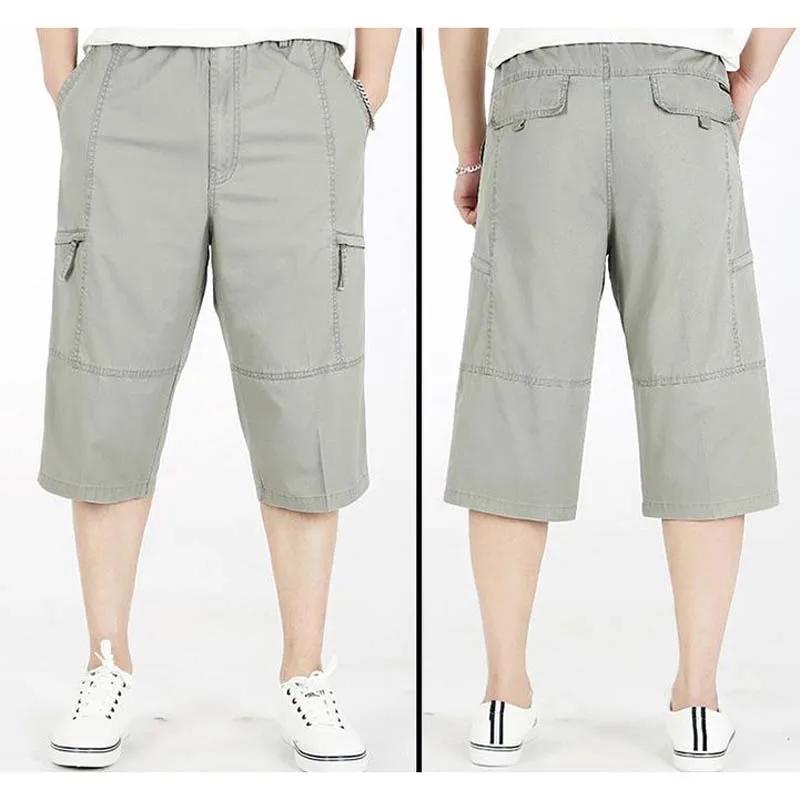 Летние свободные размера плюс семь брюки мужские повседневные толстые штаны с