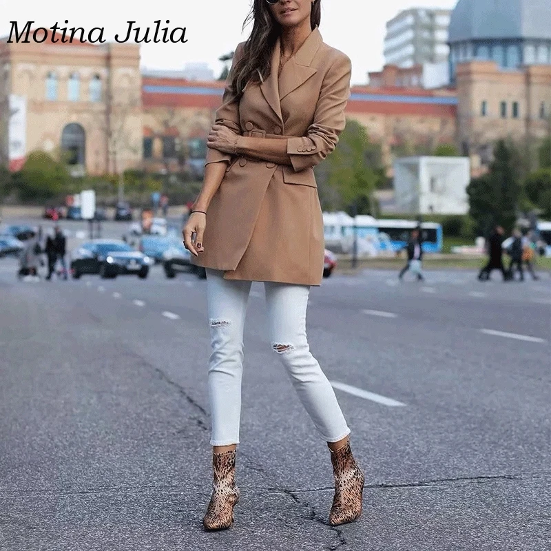 Motina Julia, трендовый двубортный Блейзер, пальто для женщин, пояс с поясом, pokcets, Блейзер, верхняя одежда, куртка, пальто, стрейчевый женский