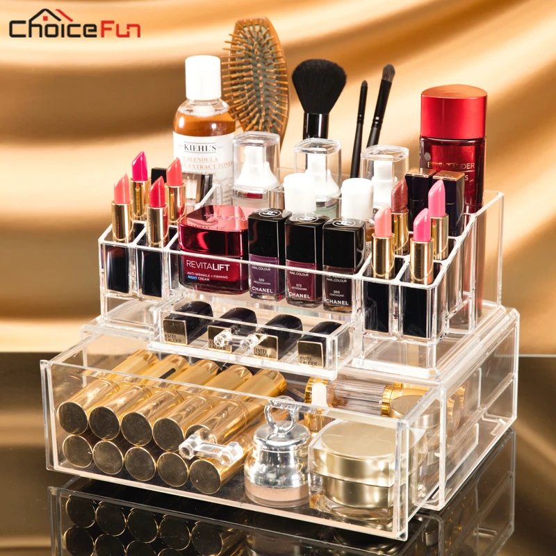Большой пластиковый органайзер для косметики CHOICE FUN прозрачный акриловый