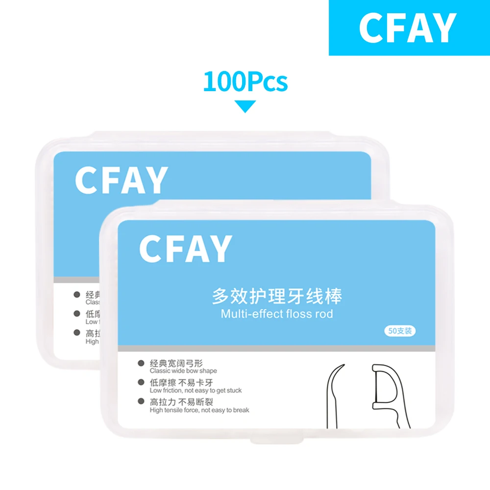 

CFAY 100pcs dental floss bar selection toothpick bar teeth cleaning oral care 7.5 cm deep cleaning teeth