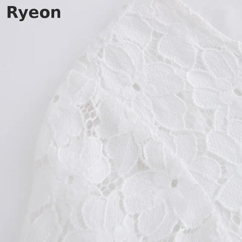 Ryeon Л До 5xl Большой Размер Женщин 2 Шт. Платья a-line Кружева Блузка С Подтяжки Винтаж