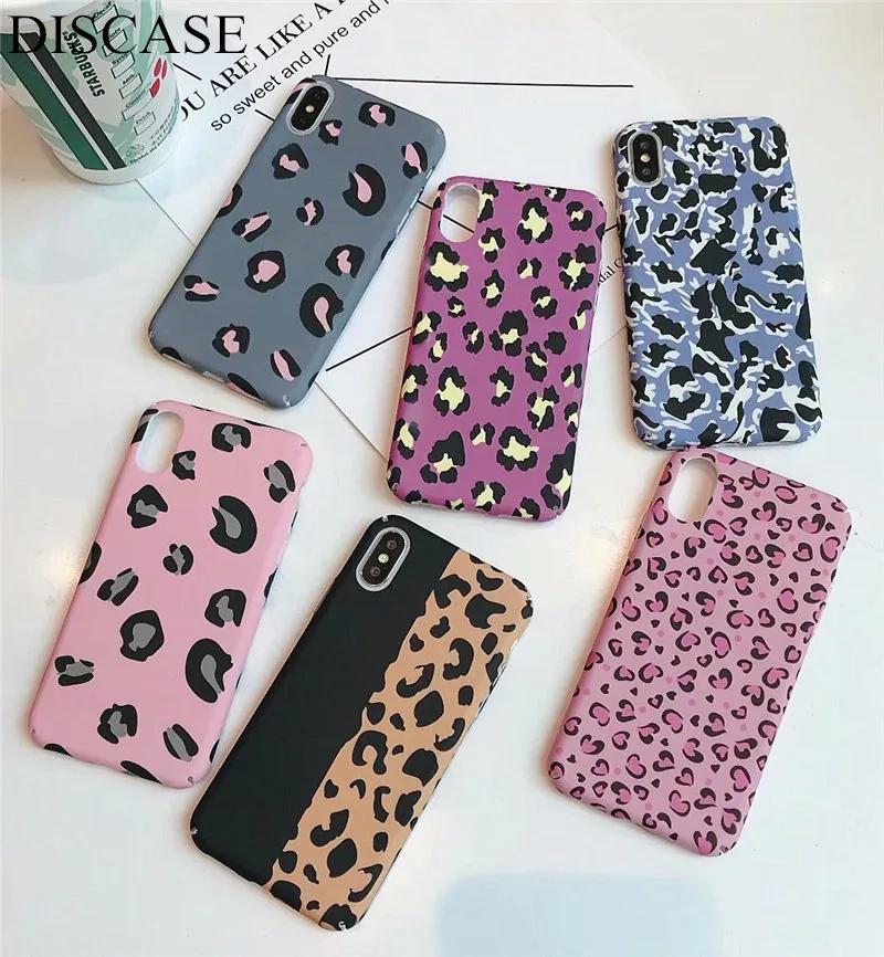 DISCASE Simple PC Hard Shell Phone Case For iphone XS MAX XR All Inclusive Cute Retro Leopard Print X 6 6s 8 7plus | Мобильные