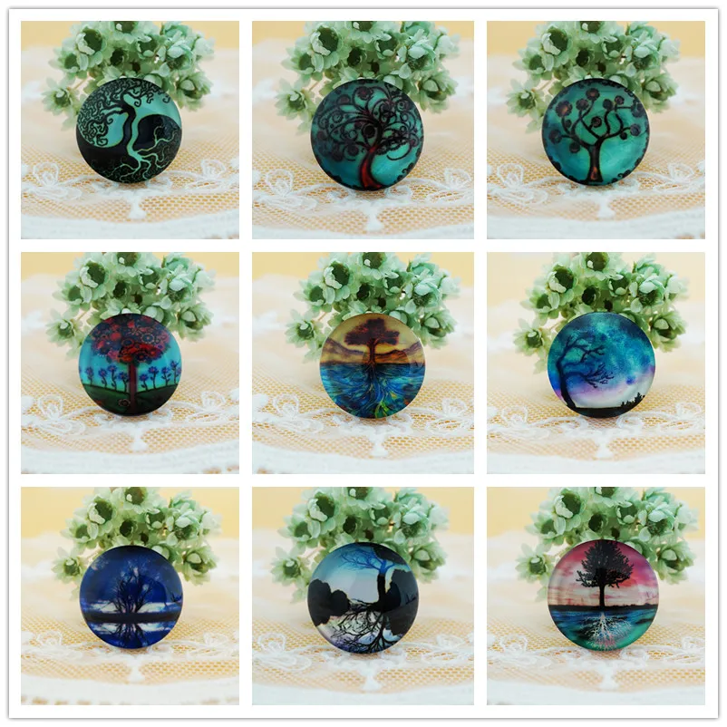 

10 шт Круглые Смешанные 20 мм Древо жизни стекло кабошон для изготовления ожерелья браслет кольцо ювелирные изделия для женщин 2019 серьги брошь ремесло поставка