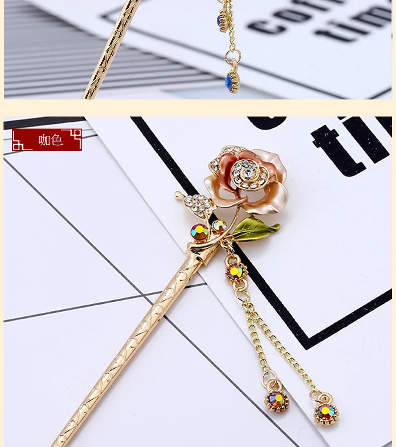 Chinese Traditional Hair Stick Women Handmade Metal Rhinestone Hairpin Fashion Classic Vintage Hair Accessories Tiara haarspeld