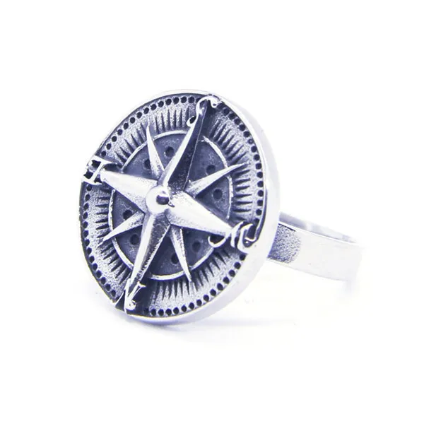 Прямая поставка Крутое кольцо с компасом из нержавеющей стали 316L мужское и