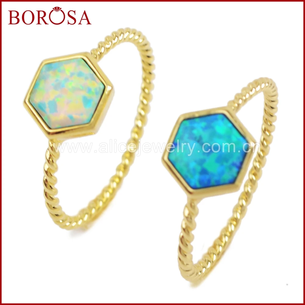 BOROSA 10 шт 6 мм шестигранные японские опаловые кольца оптовая торговля золотой