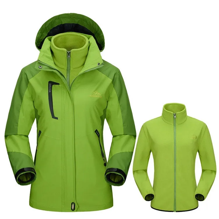Apple Green NaranjaSabor, зимние женские повседневные куртки, 2 шт., водонепроницаемые, ветрозащитные, теплые женские пальто, съемная женская брендовая одежда - Цвет: Apple Green