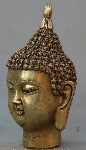 7 &quotТибет Буддизм Латунь Шакьямуни Будда Амитабха Глава Бюст Статуя украшения