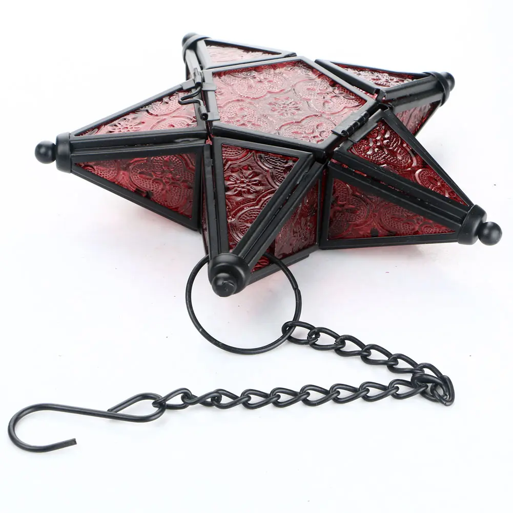 2018 новый металлический стеклянный Звездный Фонарь подвесной подсвечник для