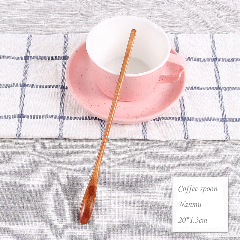 8 BalleenShiny Wooden Dessert Spoon Long Handle Wiring Coffee Stir Honey Milktea Scoop Cute Tableware Jam Cream Milktea Tools - Цвет: 8
