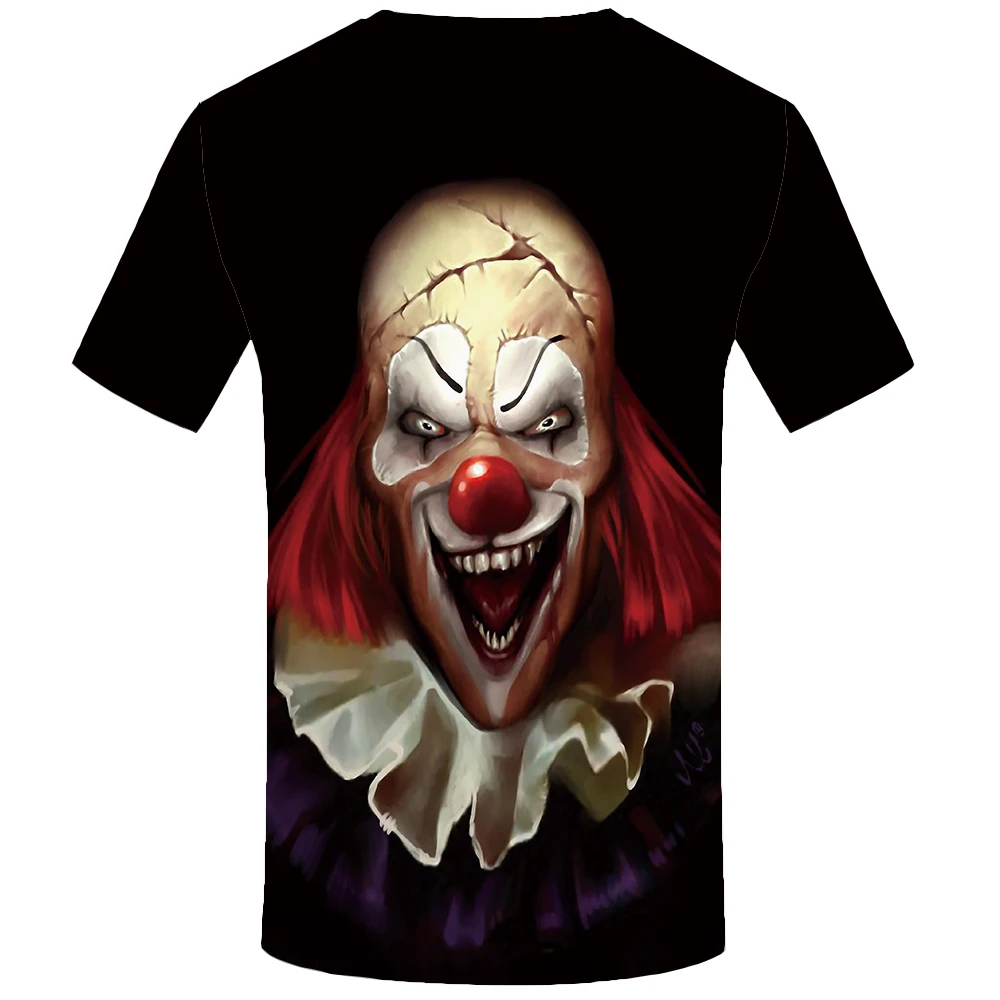 Футболка KYKU Clown Женская черная футболка большого размера с 3d принтом и ножом в
