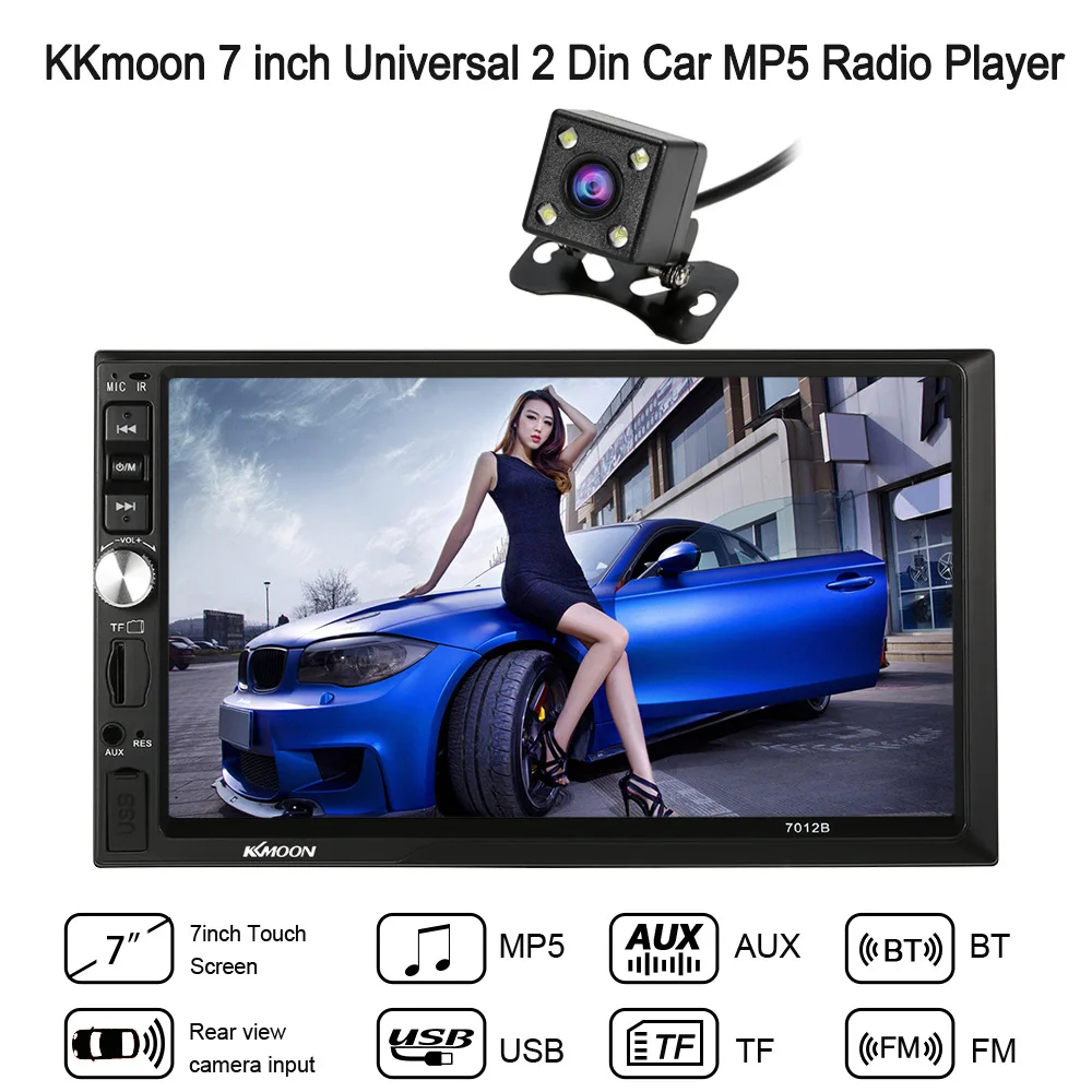 

KKmoon 7 2 Din Car Radio HD BT Car MP5 Player Car Multimedia Player With Remote Controller Rearview Camera
