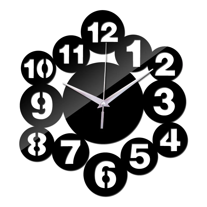 top fashion new wall clock clocks acrylic horloge modern design home decoration mirror stickers quartz multi slice set|clock clock|living