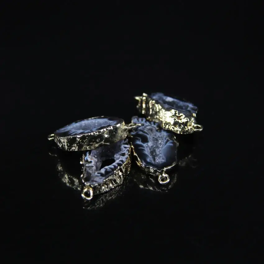 5 шт./лот Druzy черный коричневый Onxy плоская плита соединитель бусины золото